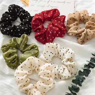 Cột tóc vải chiffon chấm bi nhiều màu sắc xinh xắn Scrunchies - Mã SC004