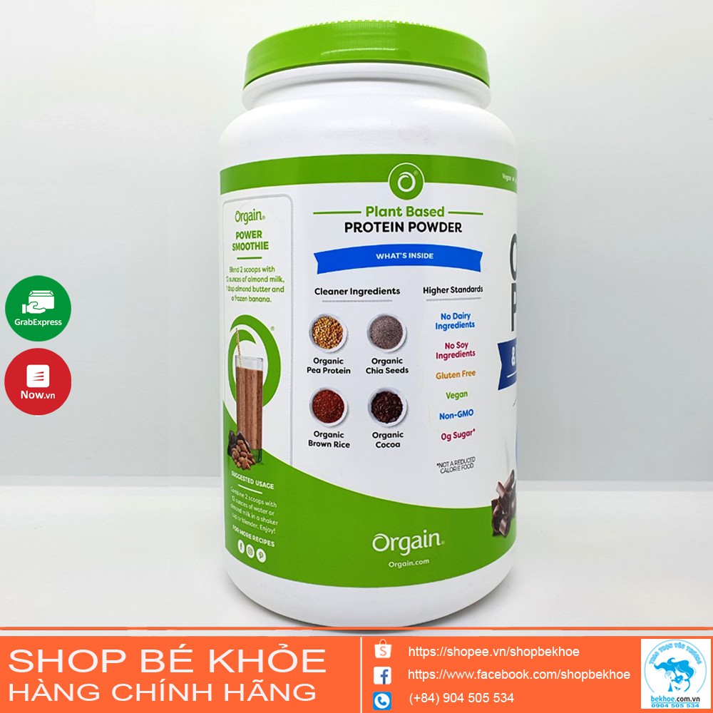 Orgain Protein organic - Sữa hữu cơ thực vật SuperFood Protein powder, Vanilla Bean Vegan, Non GMO