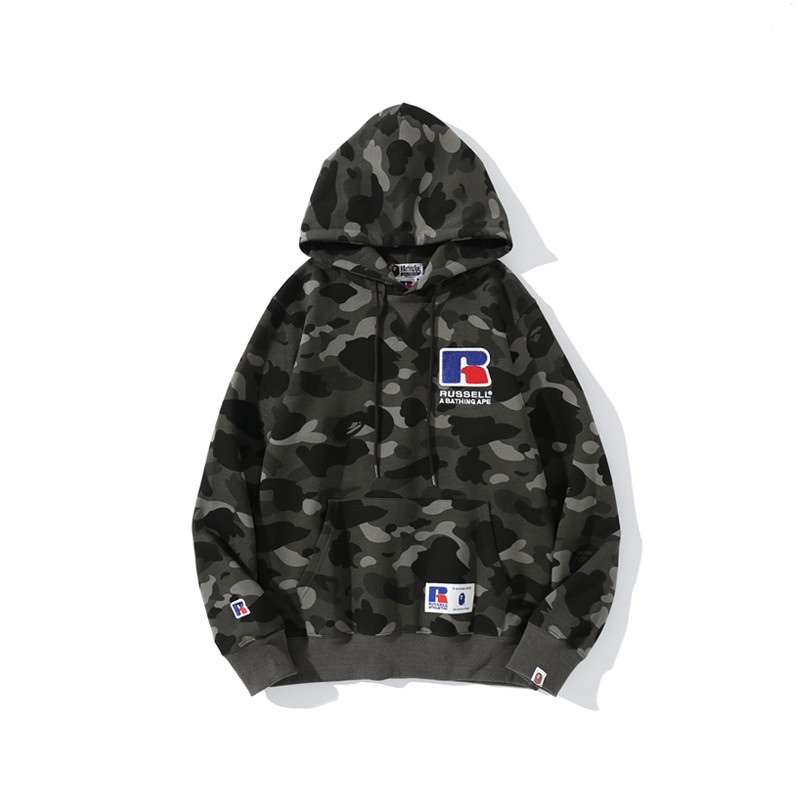 BAPE Áo Khoác Hoodie Tay Dài Thêu Hình Cá Mập Thời Trang