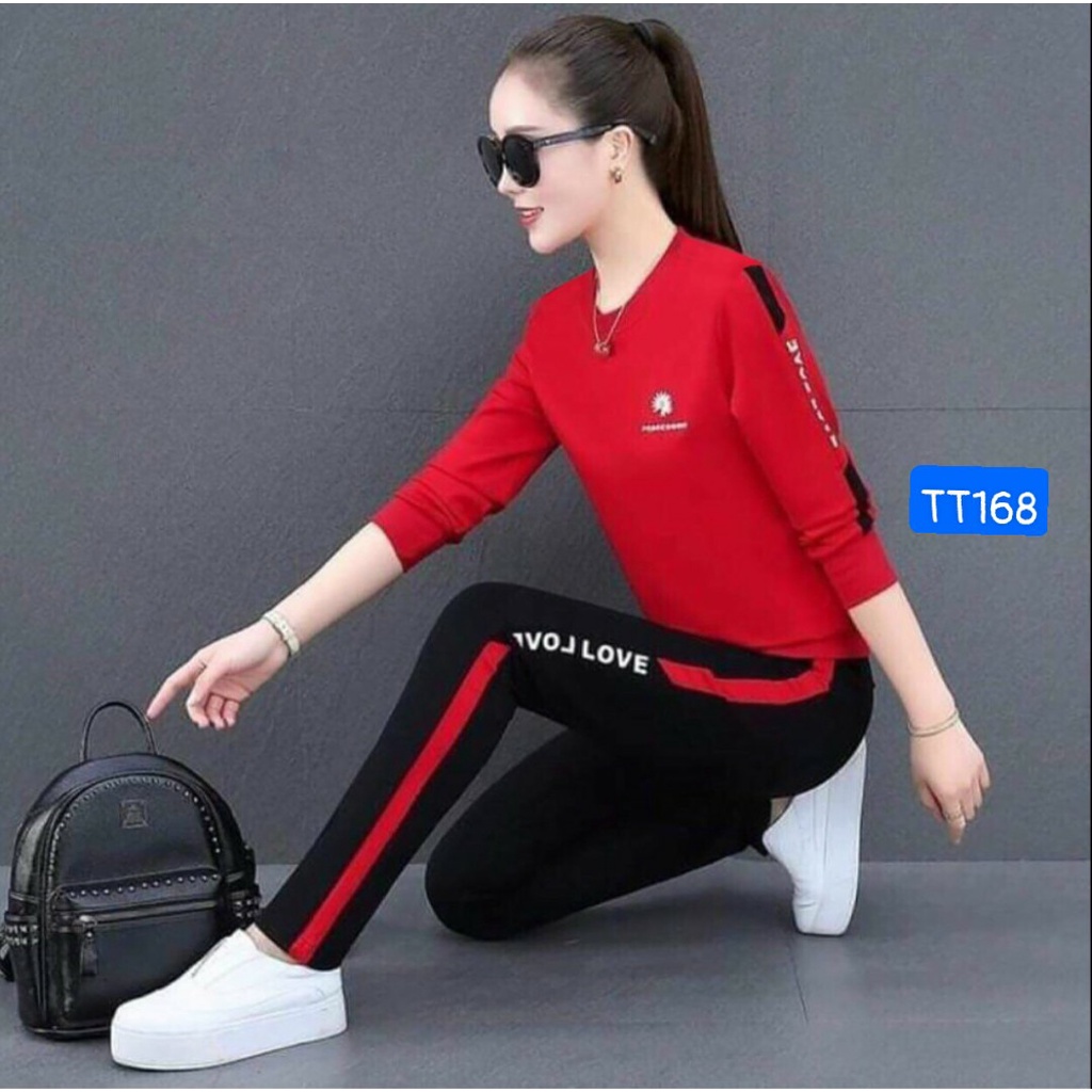 Đồ Bộ Nữ Mặc Nhà Và Đi Chơi Dễ Thương Set Quần Dài Tay Dài Thu Đông Kiểu Ôm Dáng Đẹp, Chất Vải Cotton Co Giãn 4 Chiều