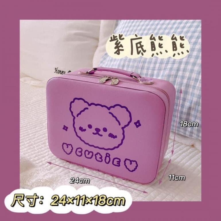 Cốp đựng mĩ phẩm gấu,Hộp đựng mĩ phẩm đồ trang điểm, makeup kèm gương