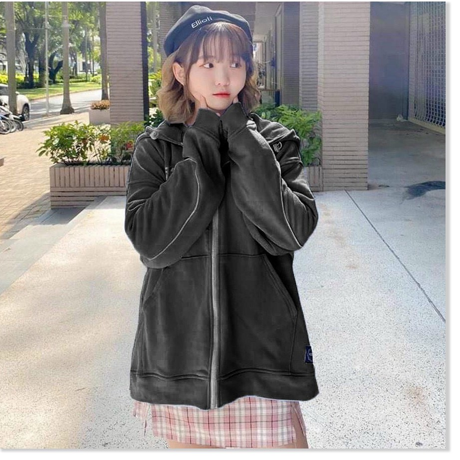 ÁO KHOÁC NỮ VÃI NỈ FORM RÔNG IN HÌNH HỌA TIẾT XIN ĐẸP THỜI TRANG MỚI KME