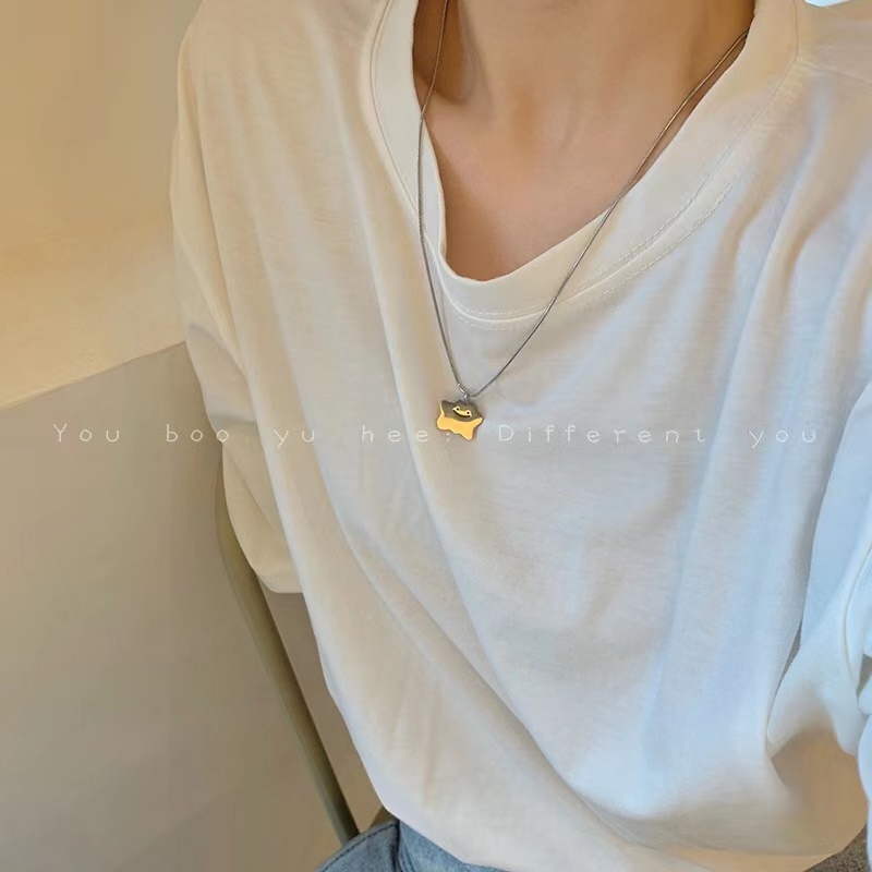 Dây Chuyền Thép Titan Mặt Hình Con Ma Dễ Thương Phong Cách Hip Hop Thời Trang Cá Tính F406