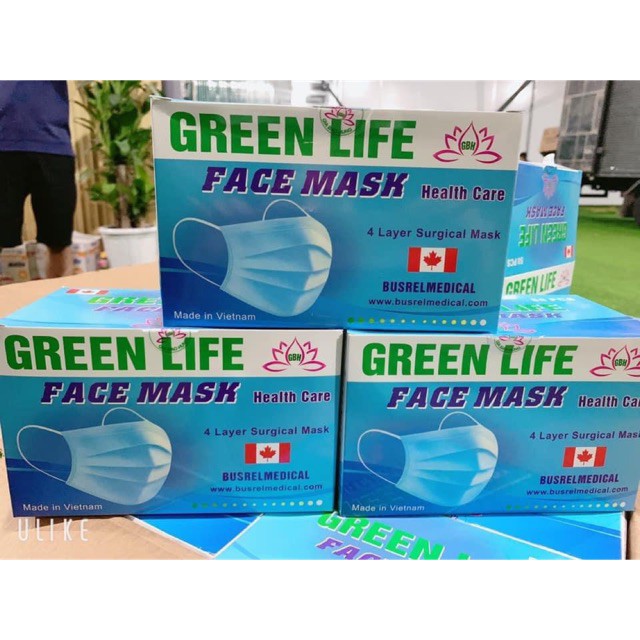 Khẩu Trang Y Tế Green Life 4 lớp - Kháng Khuẩn 99% - Hàng Chính Hãng Xuất Khẩu (Nguyên Tem,Hộp)