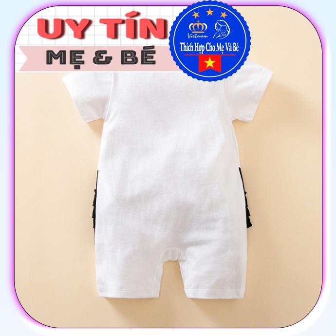 BodySuit,áo liền quần dễ thương ngắn tay kiểu chim thiên nga cho bé gái (029A), cotton 100%,thương hiệu Aiueo Nhật Bản.