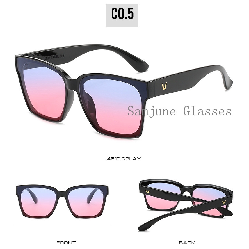 Kính Mát Samjune 18026 Gọng Vuông Oversize Chống Tia Uv400 Phong Cách Retro Thời Trang 2019