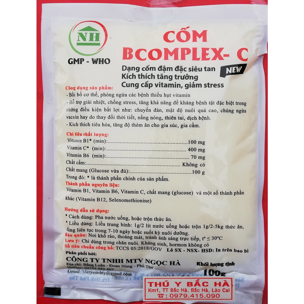 1 gói Cốm Bcomplex -C 100g Bồi bổ cơ thể, kích thích tăng trưởng dùng tốt cho gia súc, gia cầm, gà, vịt,gà đá, chim cảnh