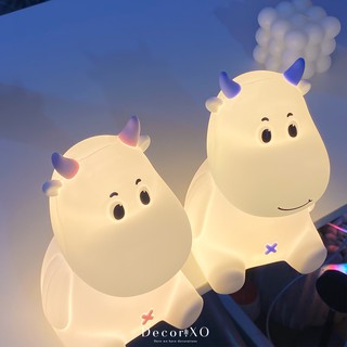 Đèn ngủ silicon hình con trâu - Đèn ngủ sửu nhi, Chỉnh được độ sáng, đáng yêu, cute, làm quà tặng