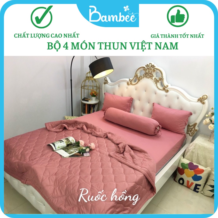 Bộ Ga Thun Lạnh 1 Màu Hàn Quốc 4 món, Bộ Ga Trơn 1 Màu HQ | BigBuy360 - bigbuy360.vn