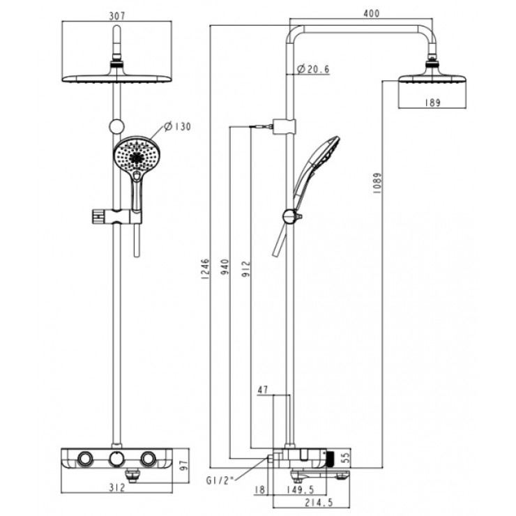 Bộ Sen Cây Cảm Biến Nhiệt American Standard WF-4956 EasySET 3 Đường