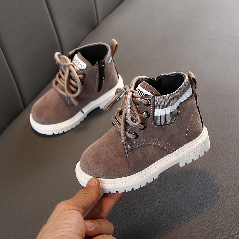 British Style Martin Boots for Kids 1-6Yrs Boys Girls Vintage Knitted Boots Shoes Toddler Fashion Casual Single Shoes