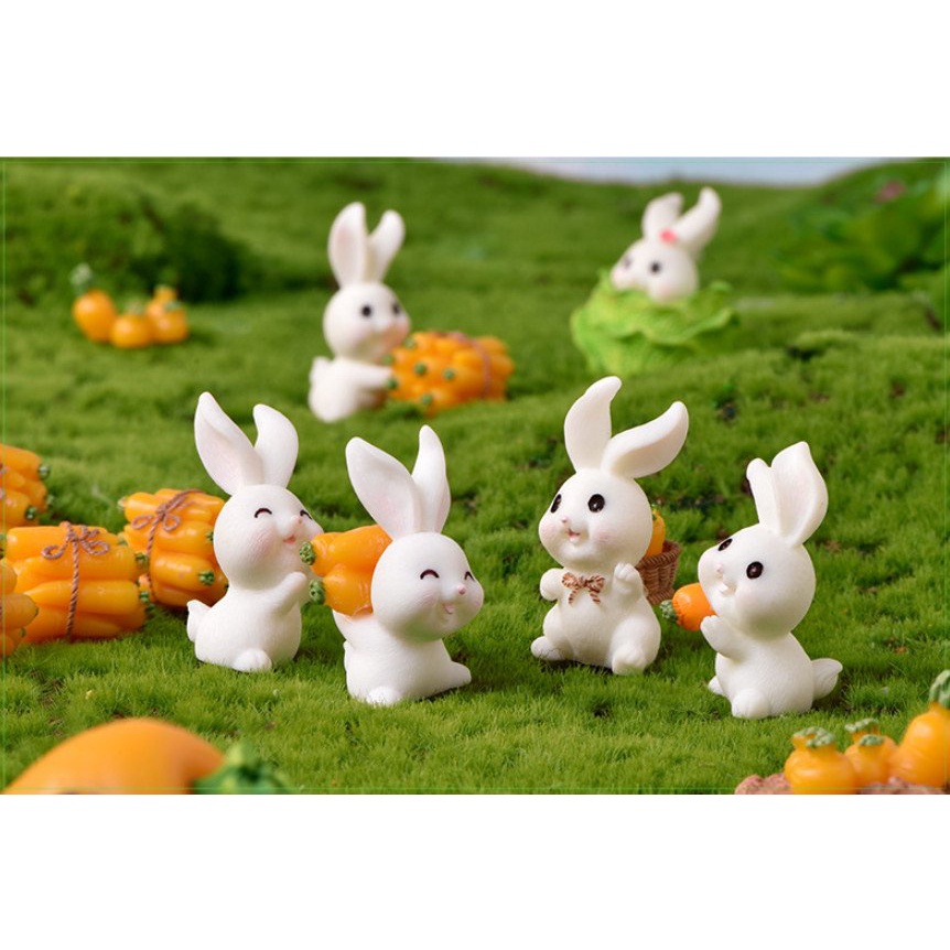 Decor bàn học gia đình thỏ mùa cà rốt bội thu trang trí tiểu cảnh, terrarium