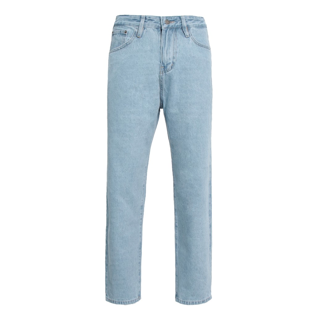 Quần Baggy Jean Ống Suông Màu Xanh Wash