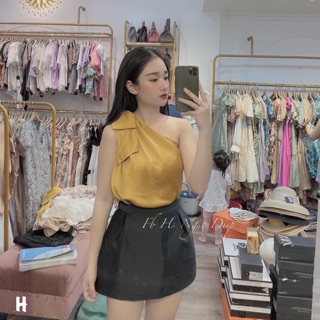 Áo lụa lệch vai