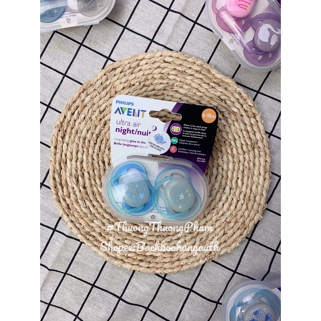 [ Hàng Mỹ ] Ti giả Avent Ultra Soft / Ultra Air / Ngiht siêu mềm, chống vâu cho bé chính hãng - hộp 2 cái