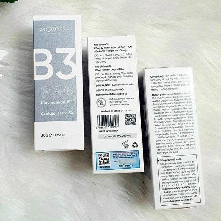 Serum DrCeutics Niacinamide 15% + Azelaic Deriv. 5% Sáng Da Giảm Mụn Thâm 30g