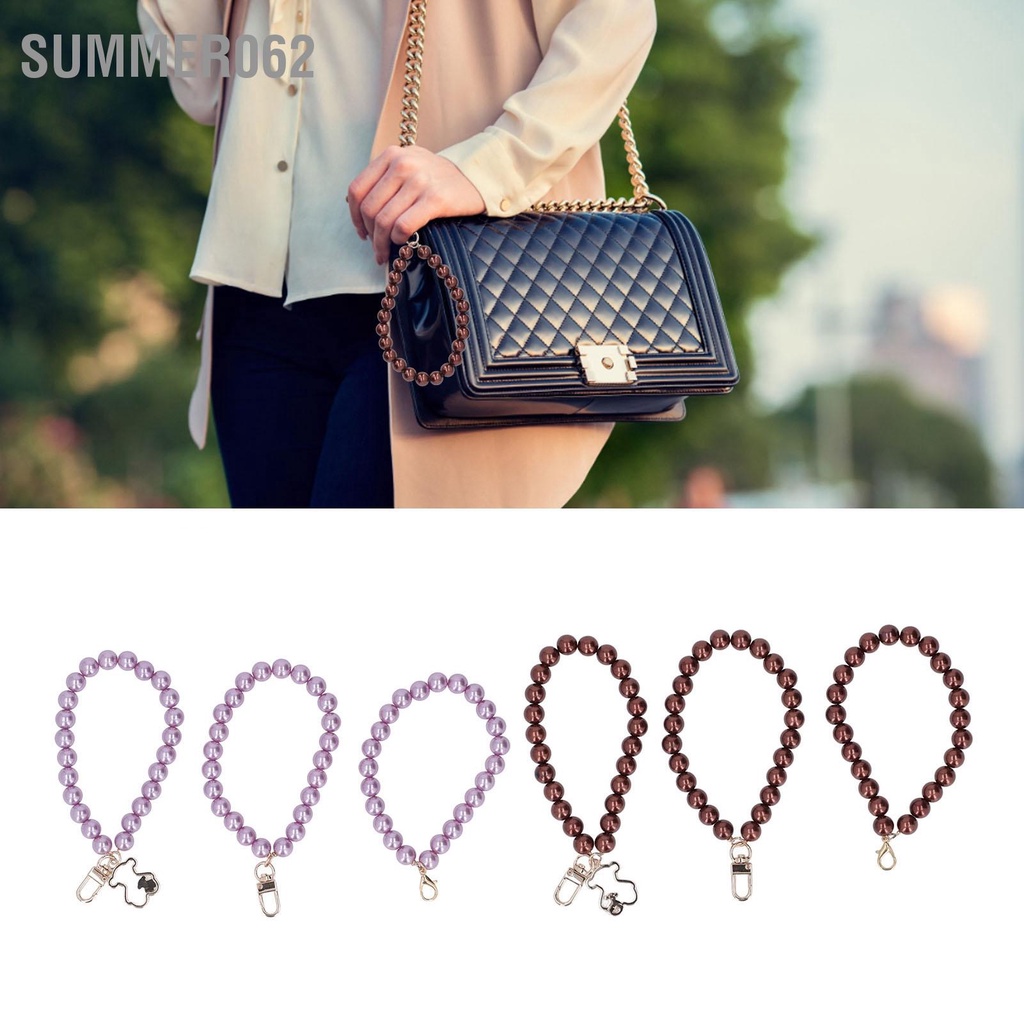 Summer062 3 chiếc Chuỗi điện thoại ngọc trai 12mm Ba kiểu dáng Màu sắc tinh tế Hộp đựng di động Ngọc móc chìa khóa với kim loại