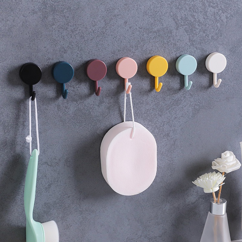 Móc dán tường - Móc nhựa tròn treo đồ dính tường nhiều màu sắc (MNT03)