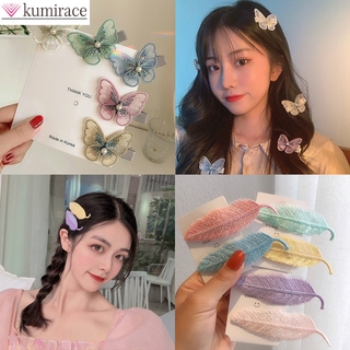 Kẹp tóc hình chiếc lá/bươm bướm đầy màu sắc thời trang cho nữ