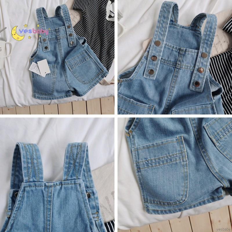 Quần Short Yếm Jeans Đáng Yêu Cho Bé Gái