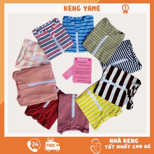 Nhộng chũn cho bé sơ sinh túi ngủ hỗ trợ giấc ngủ Keng Yame  quấn chũn chất liệu Cotton co giãn 4 chiều, mềm mại