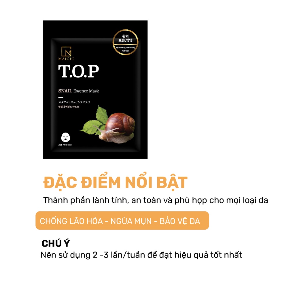 Mặt Nạ Giấy MAIGIC T.O.P SNAIL Essence Mask Chiết Xuất Từ Ốc Sên 23g