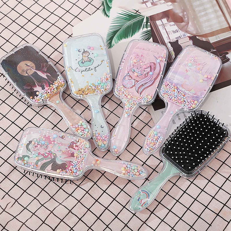 [Hàng mới về] Lược Chải Tóc Massage Da Đầu Trong Suốt Họa Tiết Hoạt Hình Dễ Thương