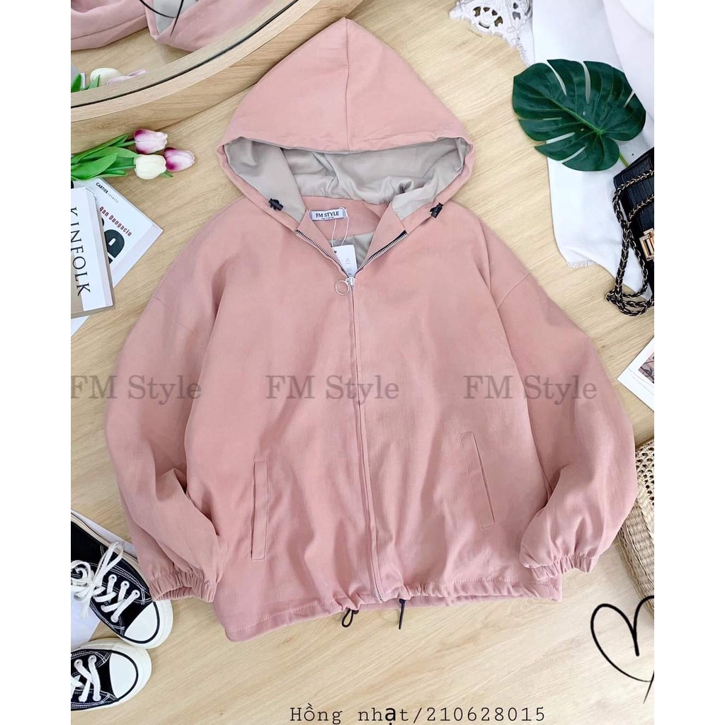 Áo khoác nữ form rộng chống nắng có mũ, áo gió nhung tăm hai lớp rút gấu thời trang unisex ANT2021