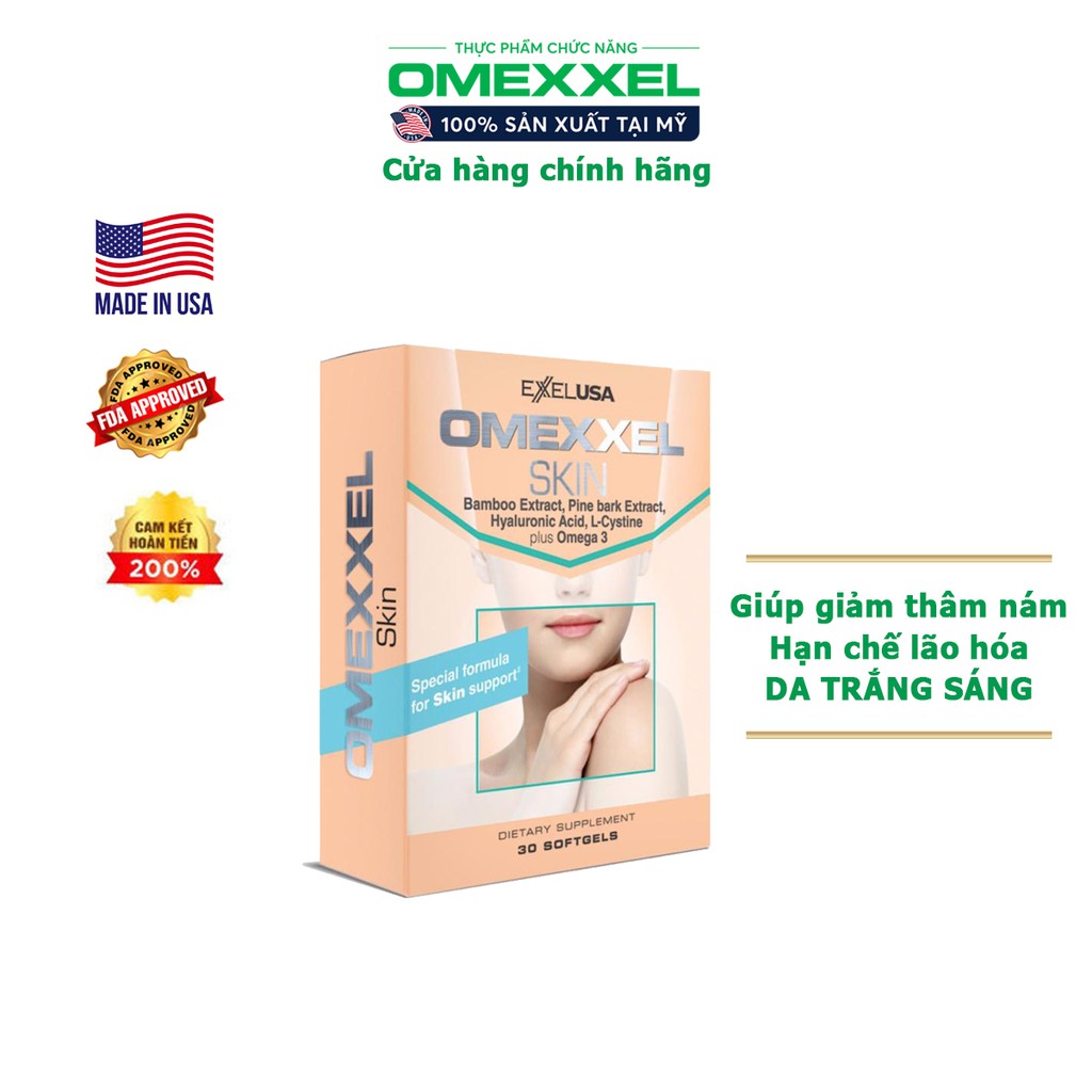 Viên uống trắng da giảm thâm nám Omexxel Skin hộp 30 viên