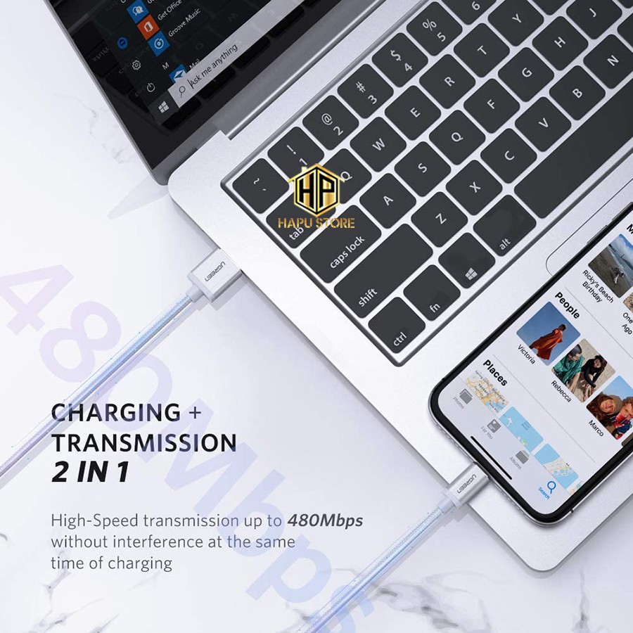 Dây sạc iPhone,ipad - Cáp USB 2.0 sang Lightning Ugreen 30584 dài 1m chuẩn MFi chính hãng - Hapustore