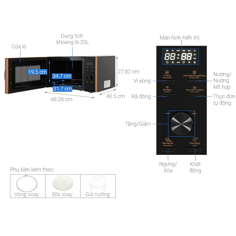 Lò vi sóng có nướng Electrolux EMG25D59EB 25 lít - Smart House