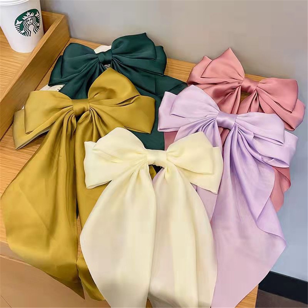 Kẹp Tóc Nơ Lớn Phong Cách Vintage Pháp Cho Nữ