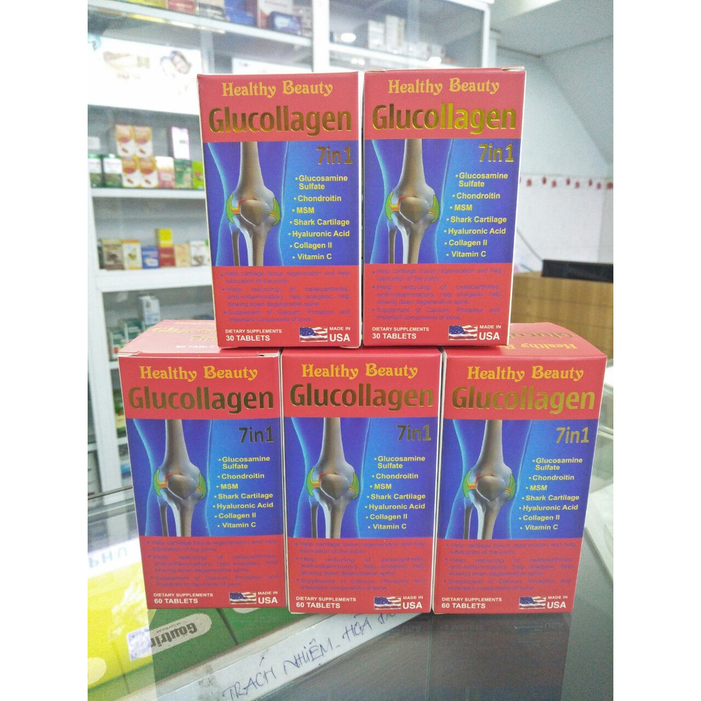 VIÊN UỐNG GLUCOLLAGEN 7IN1 -Thoái Hóa Khớp, Cột Sống hộp 60 viên và hộp 30 viên,Giúp tái tạo và nuôi dưỡng mô sụn