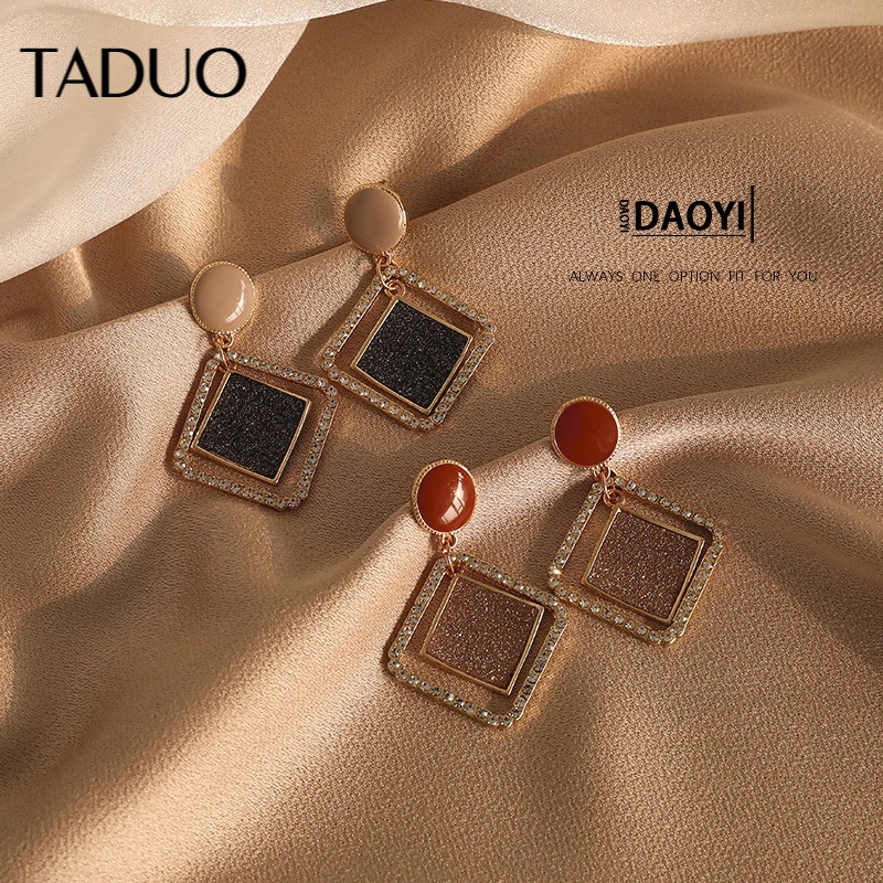 Bông Tai Mạ Bạc 925 Hình Vuông Sang Trọng Cho Nữ