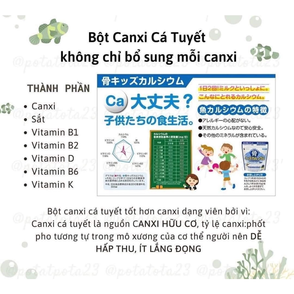 Bột Canxi Cá Tuyết Bone’s Calcium Fine Japan Tăng Chiều Cao Nhật Bản 140g