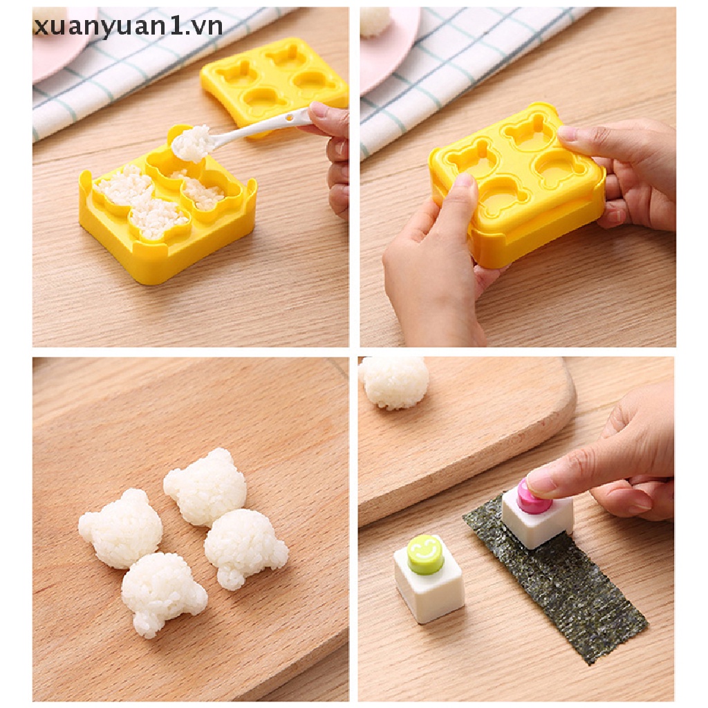 1 Set Khuôn Làm Cơm Nắm Hình Gấu Dễ Thương DIY