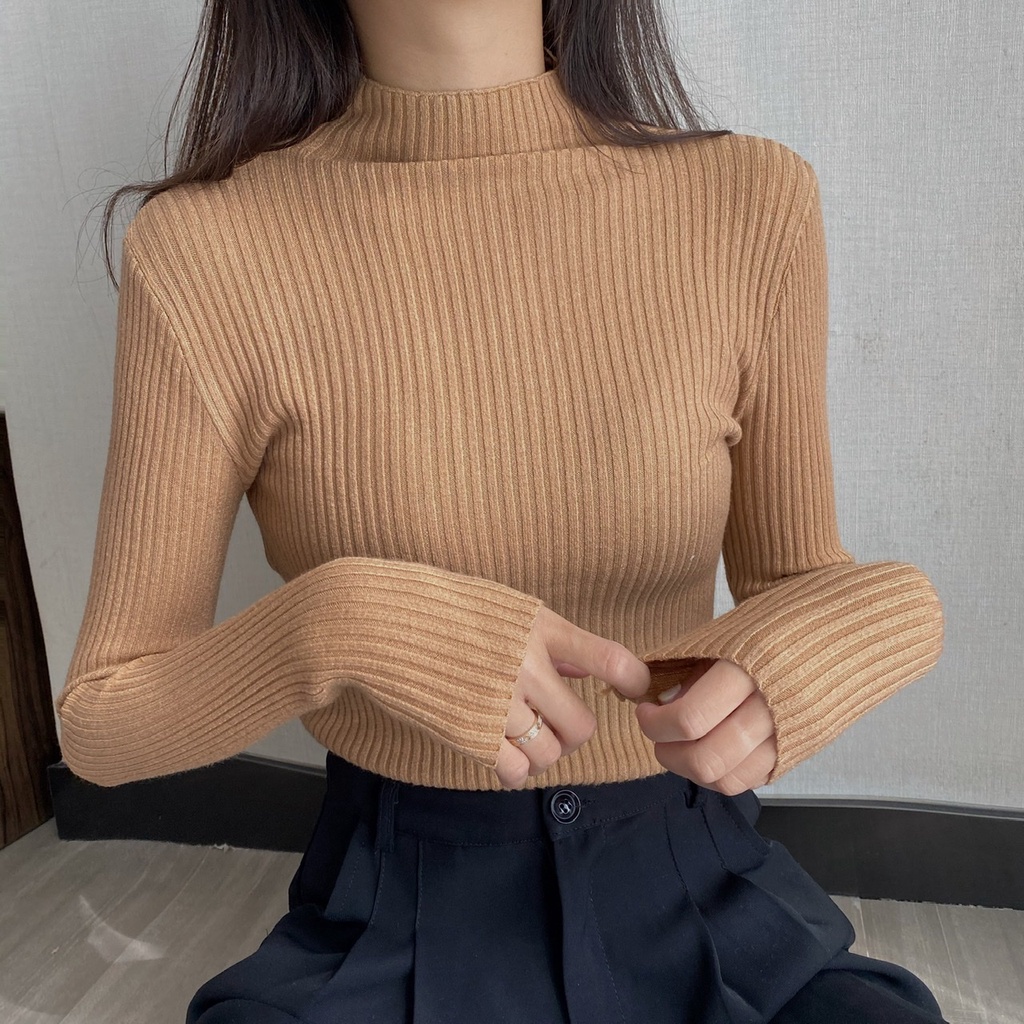 Áo len cổ lọ dài tay thời trang nữ