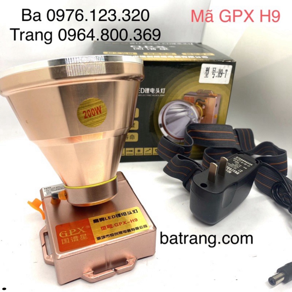 Đèn pin đội đầu siêu sáng GPX H9 200W 10h sáng