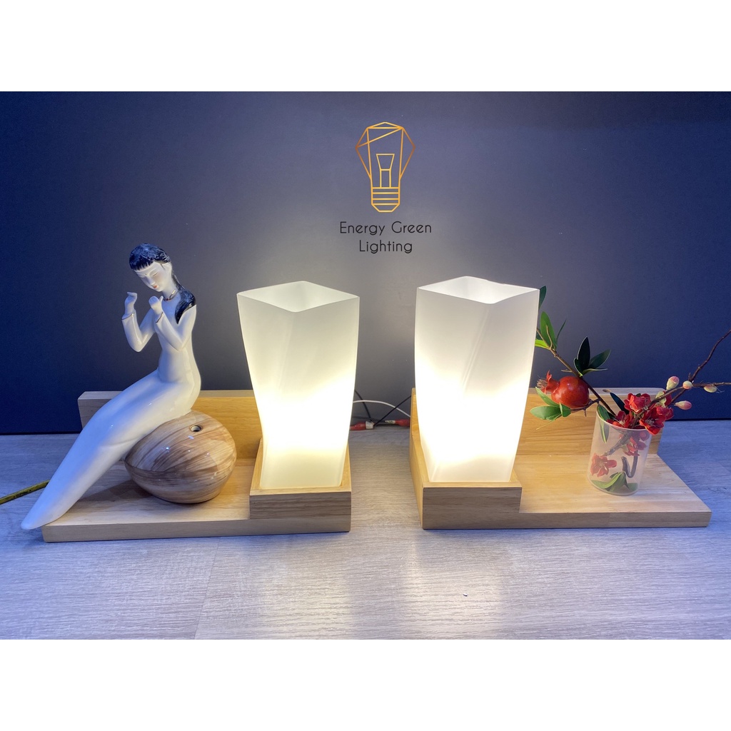 Đèn Tường Energy Green Lighting Kệ Gỗ Chao Thủy Tinh Hiện Đại DT-3024 - Trang Trí Căn Phòng - Đã Bao Gồm Bóng LED