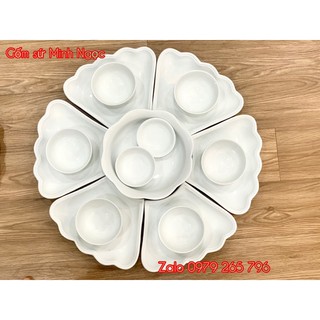 Bộ bát đĩa hoa mặt trời men trắng