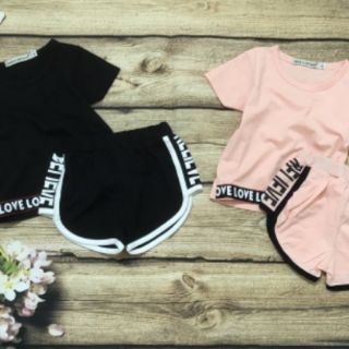 Bộ coton chạy dây bé gái