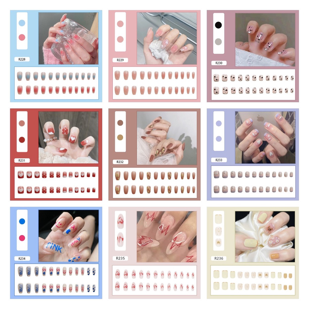 Hộp 24 Móng Tay Giả DIY Pháp R201-R250