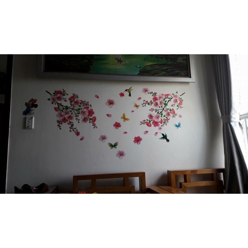 [HÀNG HOT] Decal dán tường trang trí tết hoa đào phai - Tranh dán tết ĐÀO PHAI