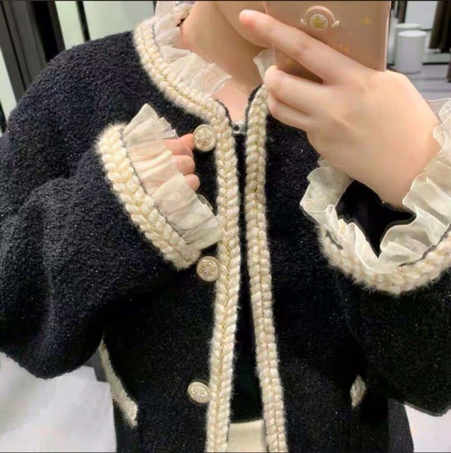 Áo dạ tweed viền voan tơ Organza GNCM