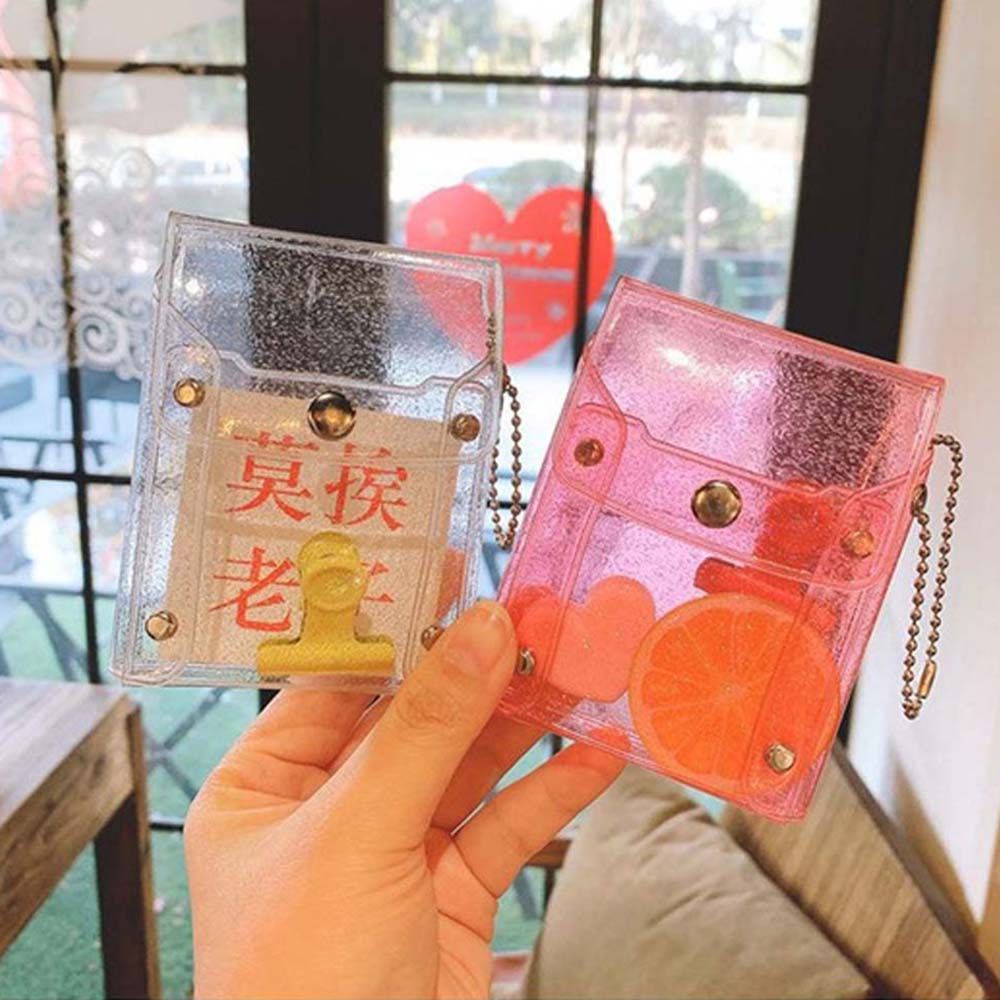 Ví Đựng Tiền Xu / Son Môi Mini Bằng Pvc Trong Suốt Đính Kim Sa Lấp Lánh Nhiều Màu Sắc