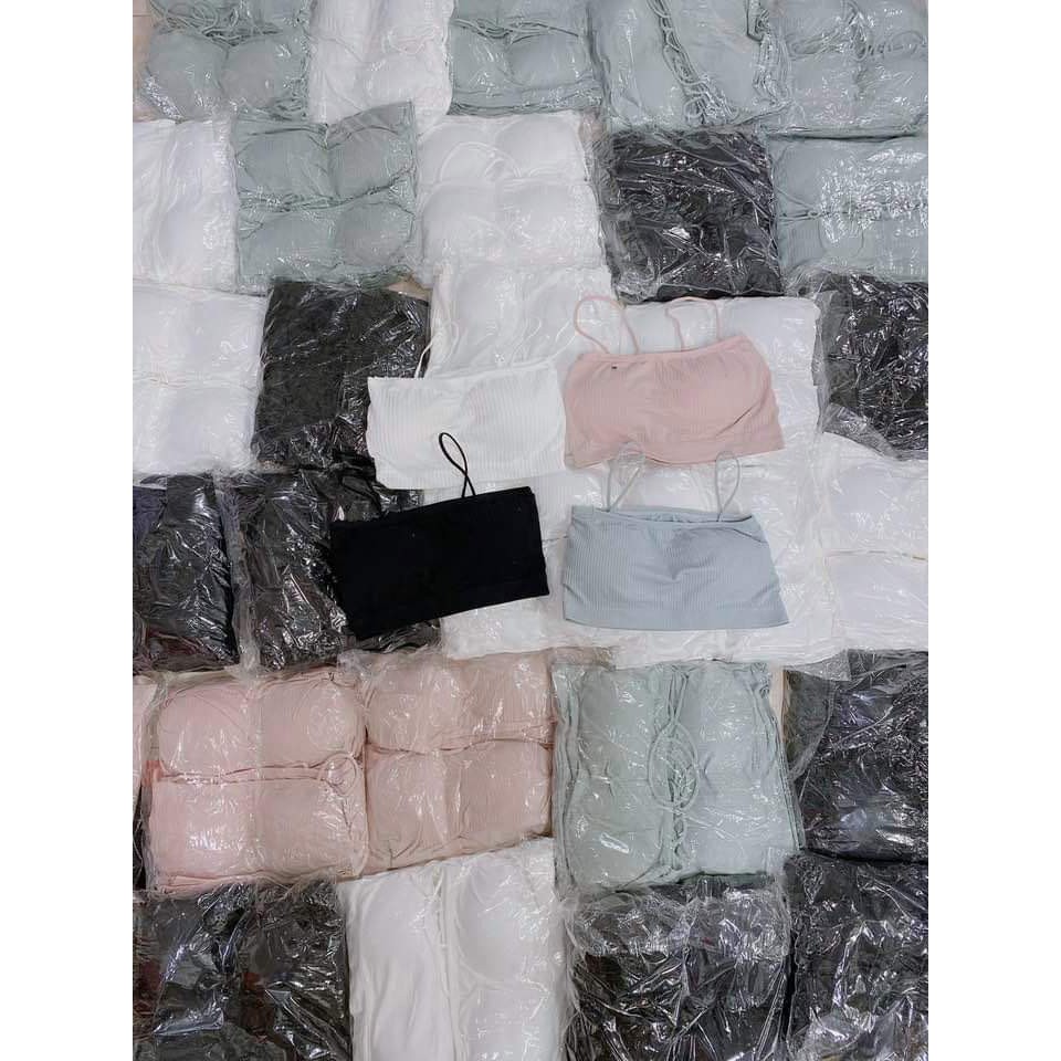 [RẺ VÔ ĐỊCH] Áo bra nữ họa tiết len tăm_Áo 2 dây có đệm_Áo bra co dãn 4 chiều  (Đủ màu)