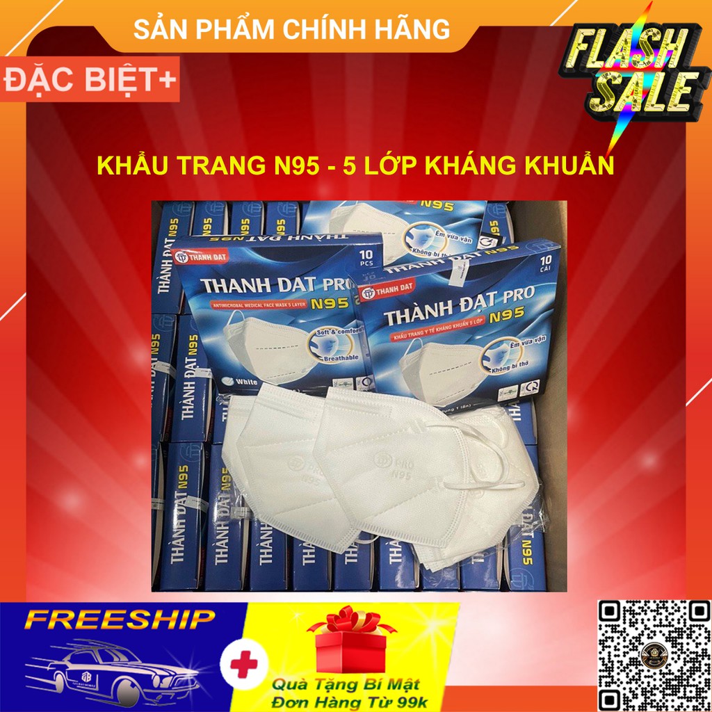 Khẩu Trang Y Tế Kháng Khuẩn 5 lớp N95 Thành Đạt PRO