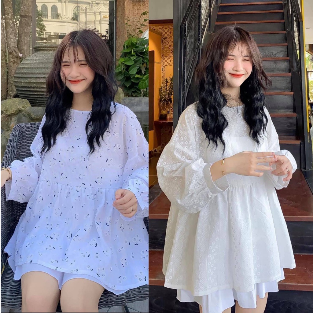Áo Babydoll hoa nhí bánh bèo Gemma Store - Áo tiểu thư bánh bèo kiểu dáng babydoll hoa nhí