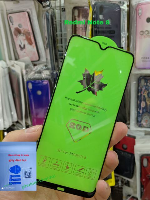 Cường lực 20D viền mỏng cho Xiaomi Redmi Note 8 FREESHIP Từ 50k cao cấp chất đẹp ( tặng keo mép )