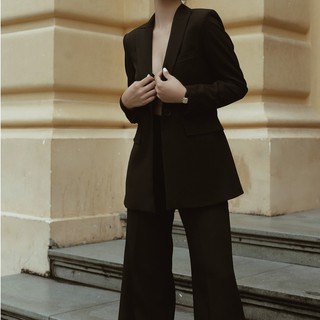 Quần tây nữ đen dáng đứng dài ống rộng Badinh Pants